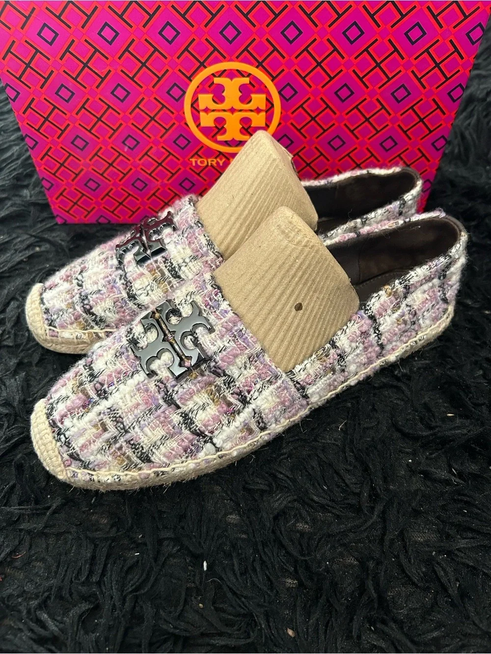 TORY BURCH TB multicolored espadrille flats slip on shoes women’s 8 new
